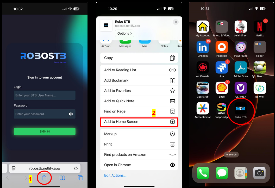 iOS PWA installation process